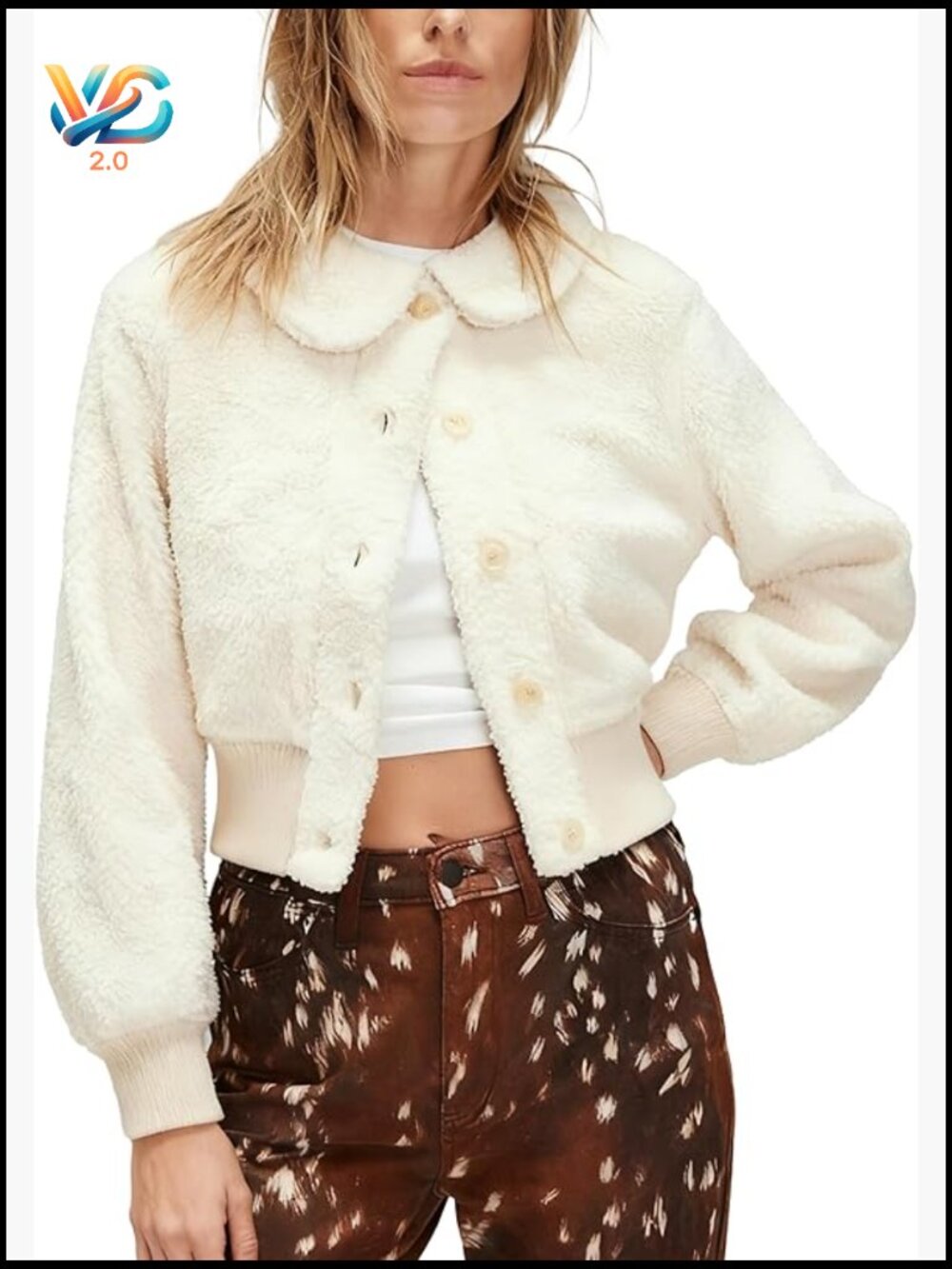 Faux Sherpa Fleece Jacket Long Sleeve Button Down Winter Coat with Pockets